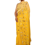 Basant Yellow Pure Chiffon Saree | All Over Aari Sequin Jaal Work | Jaipurio Designer Collection